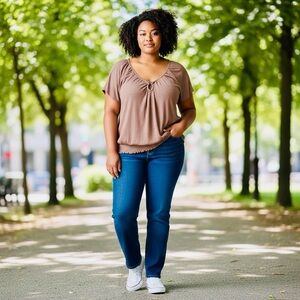 French Laundry Brown Short Sleeve Top